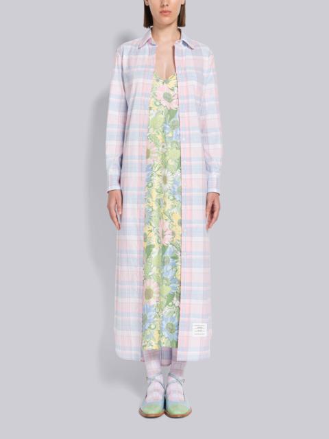 Thom Browne Madras Cotton Negligee Back Tab Shirtdress