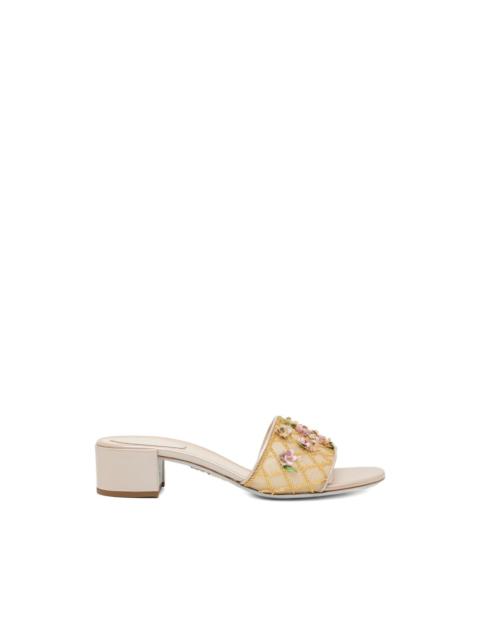 RENE CAOVILLA floral appliquéd heeled sandals