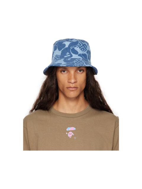 A BATHING APE® Blue Camo Denim Bucket Hat