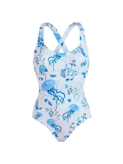 Vilebrequin Women's Seashell Print Crossed Back One-Piece Swimsuit - White