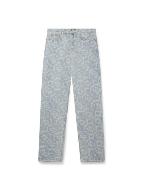 CASABLANCA Bleached Classic Monogram Straight Leg Jeans