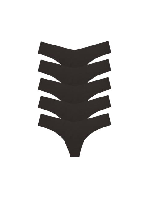 commando Women's Microfiber 5-Pack Thong Set - Black