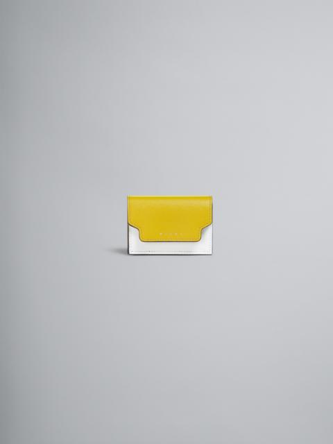 Marni YELLOW AND WHITE SAFFIANO LEATHER TRI-FOLD WALLET