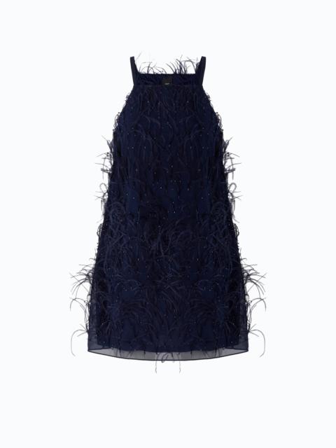 PINKO SHORT DRESS WITH FEATHERS