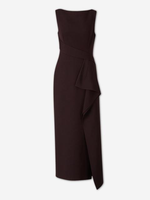 ROLAND MOURET RUFFLED MIDI DRESS