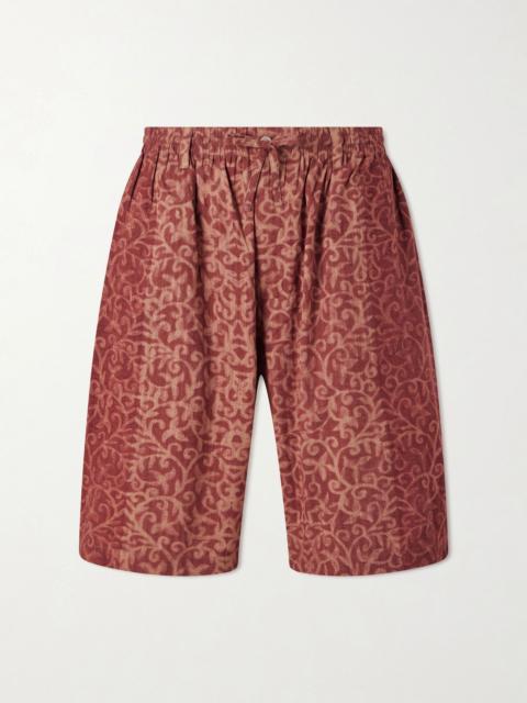 KARDO Milo Shibori Straight-Leg Printed Cotton Shorts Orange
