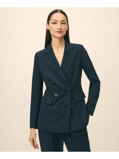 Brooks Brothers Double-Breasted Peak Lapel Jacket in Fine Twill Stretch Crepe