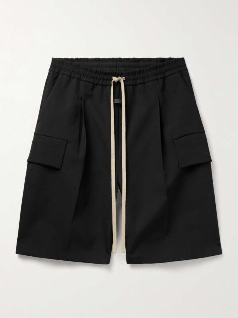Straight-Leg Pleated Wool and Cotton-Blend Twill Drawstring Cargo Shorts