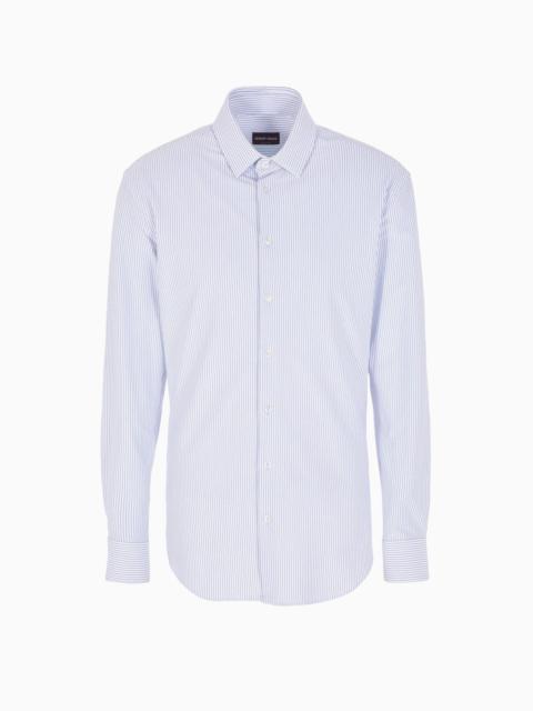 GIORGIO ARMANI Slim-fit striped cotton-jersey shirt