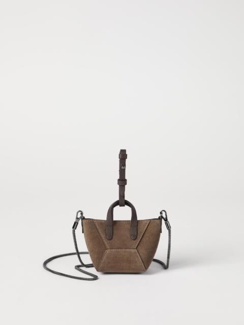 Brunello Cucinelli BC Duo micro bag in suede with precious chain