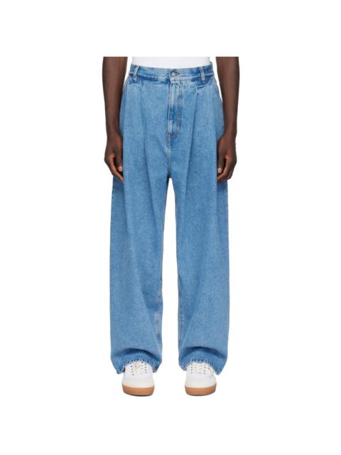 HED MAYNER Blue Pleated Jeans