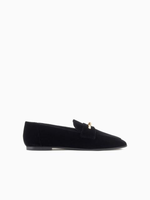 EMPORIO ARMANI Velvet loafers with saddle