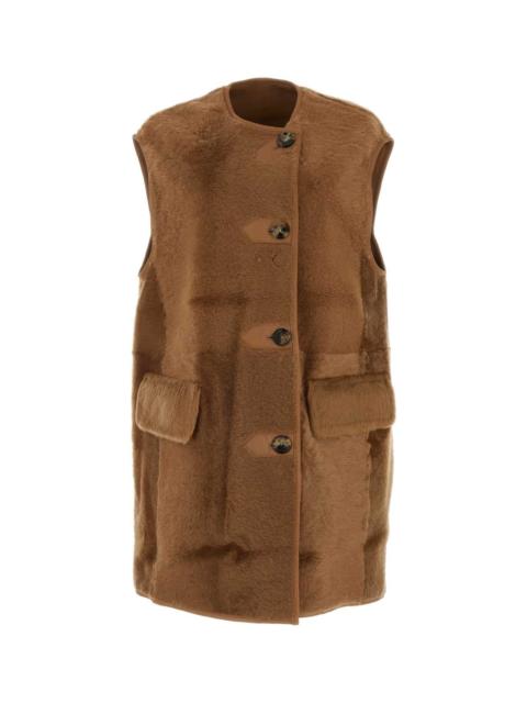 Max Mara Max Mara Women Biscuit Shearling Effige Sleeveless Coat