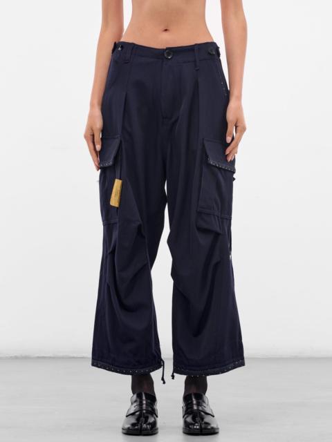 UNDERCOVER Navy Wool Cropped Cargo Pants
