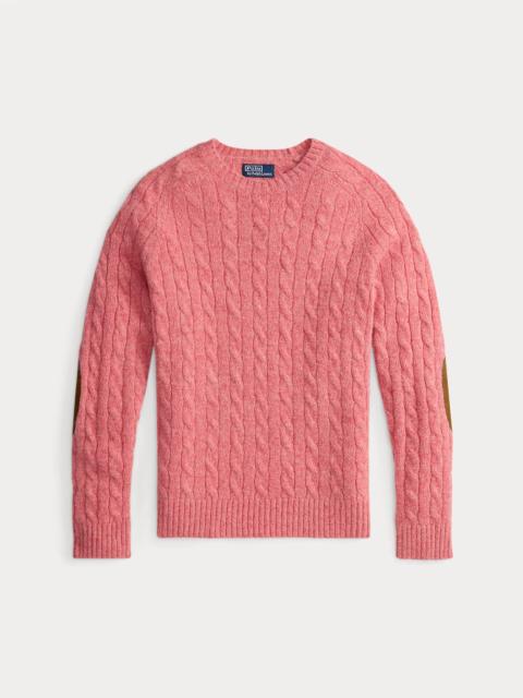 Polo Ralph Lauren Suede-Patch Cable-Knit Sweater