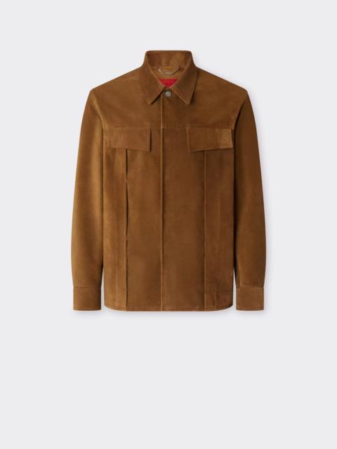 Ferrari Suede Overshirt with Writing Effect