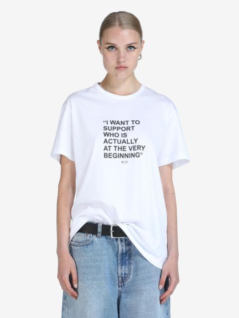 N°21 SLOGAN-PRINT COTTON T-SHIRT