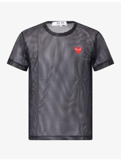 Comme des Garçons PLAY Heart Motif-logo Textured Mesh T-Shirt