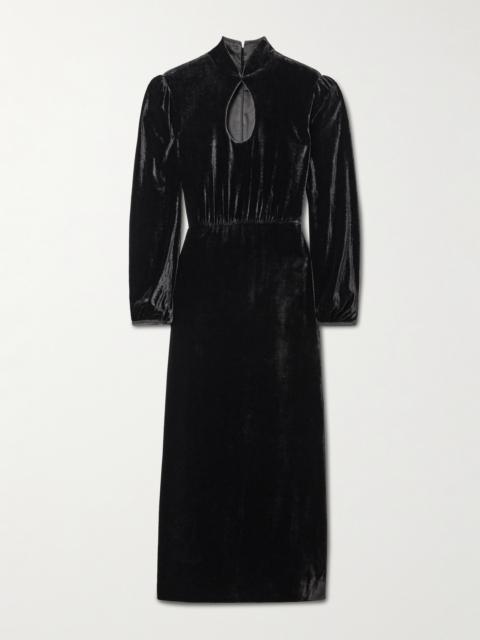 SALONI Domino Cutout Velvet Turtleneck Midi Dress