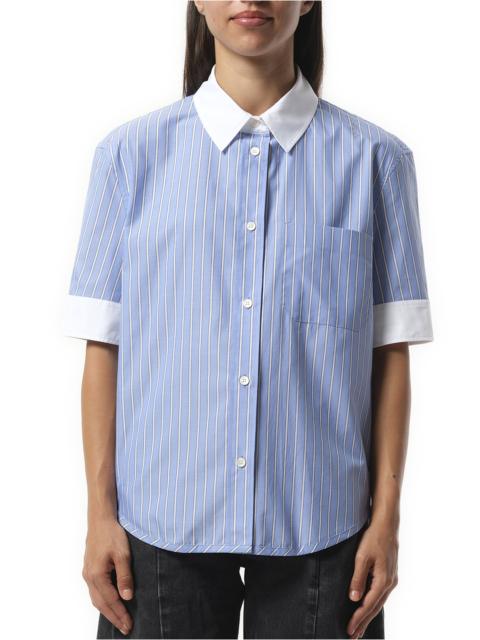 Marni Short Stripe Shirt in Blue China