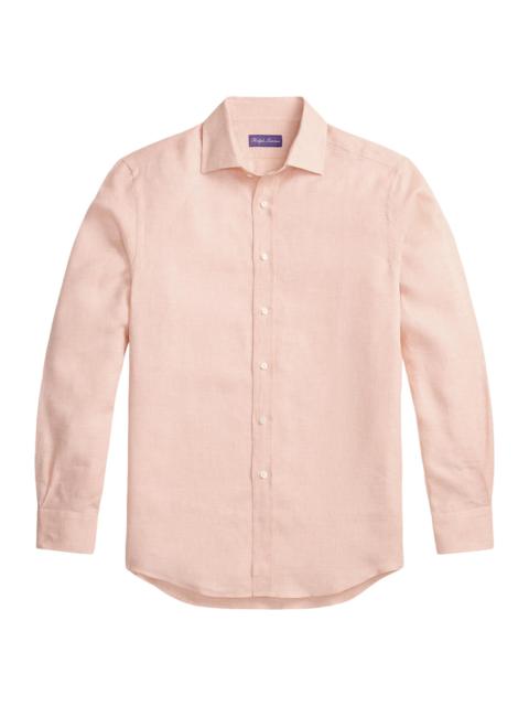 Ralph Lauren Men's Houndstooth Linen Long-Sleeve Sport Shirt - Melon