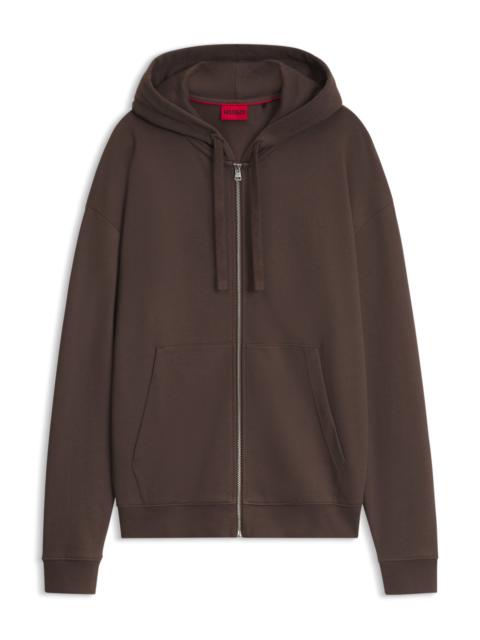 HUGO COTTON-TERRY ZIP-UP HOODIE WITH LOGO PRINT