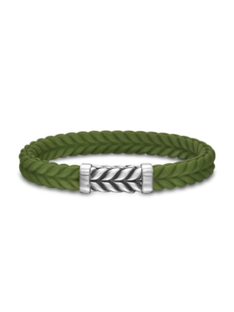 DAVID YURMAN Men's Chevron Bracelet in Rubber - Silver Green