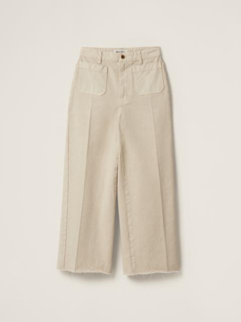 Garment-dyed gabardine pants