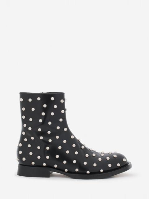Lanvin MEDLEY STUDDED LEATHER ANKLE BOOTS