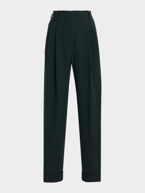 Dries Van Noten Partan Pleated Straight-Leg Ankle Pants