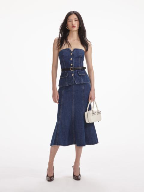 Denim Bandeau Midi Dress