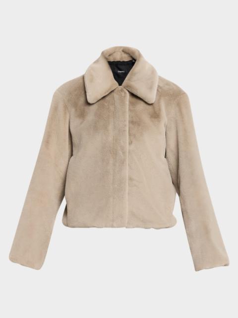 Theory Cropped Faux Fur Coat