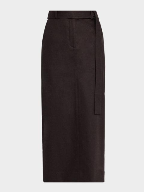 TWP Slit Skirt in Wool-Cashmere Flannel