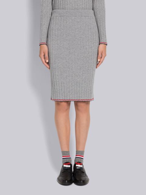 Thom Browne Wide Rib Cashmere Tipping Pencil Skirt
