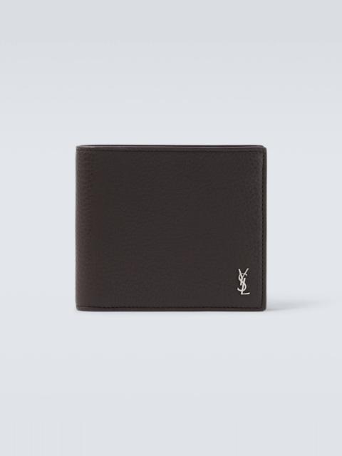 SAINT LAURENT Tiny Cassandre East/West leather wallet