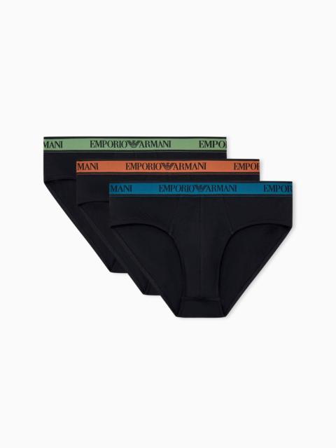 EMPORIO ARMANI THREE-PACK OF JERSEY BRIEFS WITH AN ELASTIC LOGO WAISTBAND