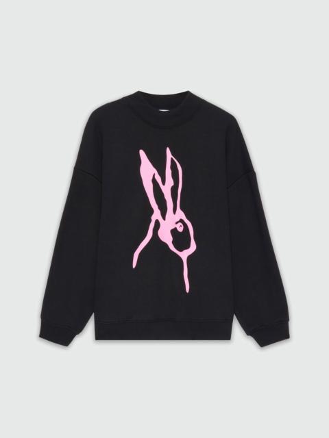 MSGM Black jersey sweatshirt with "Sketched Bunny" print