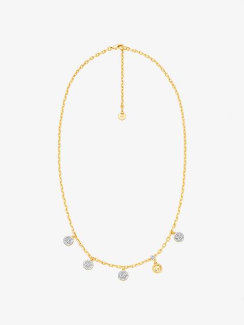 MICHAEL KORS Brass Pavé Disk Charm Necklace