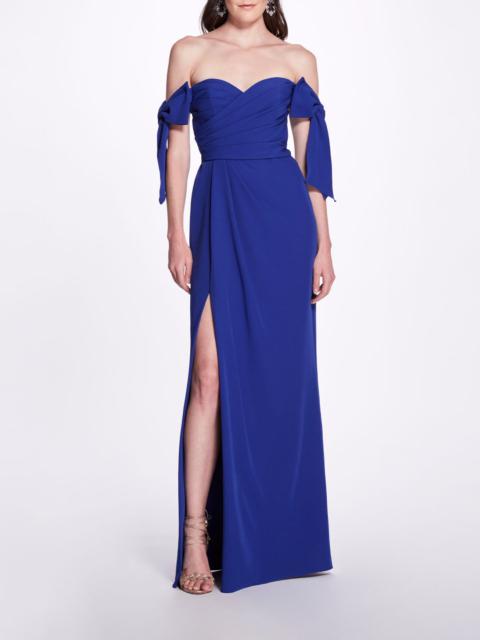 Marchesa OFF SHOULDER BOW SLEEVE GOWN