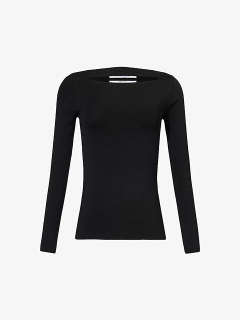Cut-out slim-fit knitted top