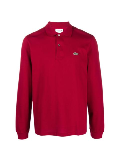 logo-patch long-sleeve cotton polo shirt