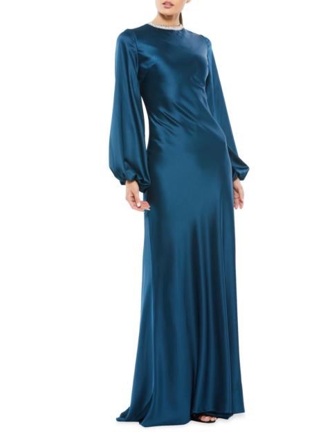 MAC DUGGAL Women's Ieena Satin Sheath Gown - Sapphire