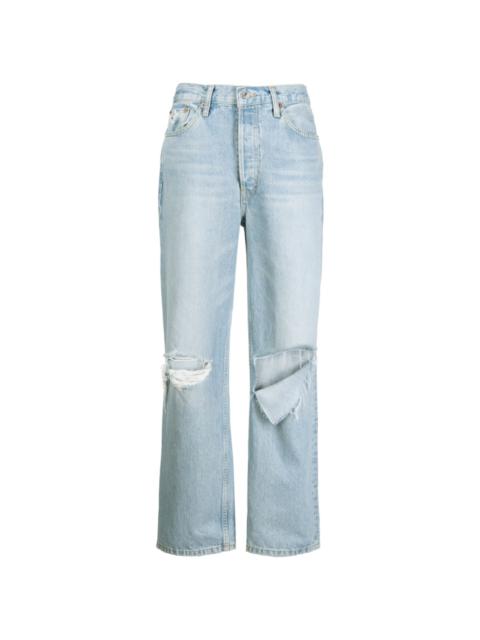 RE/DONE ripped-detail straight-leg jeans