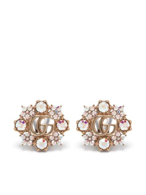 GUCCI Gold-tone GG Crystal Flower Earrings