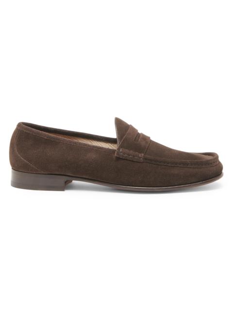TOM FORD Men's York Suede Penny Loafers - Coffee