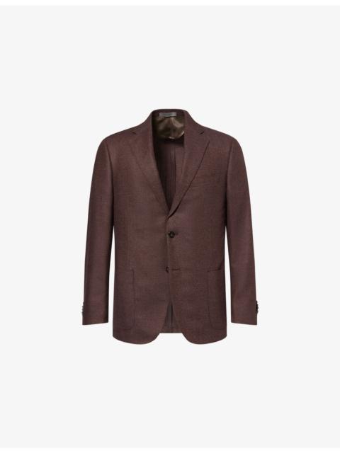CORNELIANI Herringbone Single-Breasted Wool and Cashmere-Blend Jacket