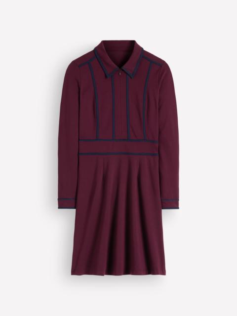 BODEN Ula Ponte Short Dress-Dark Cherry, Navy
