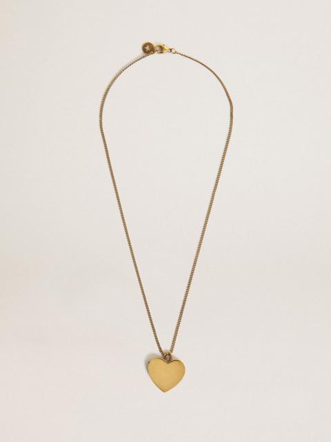 Golden Goose Necklace in old gold color with heart charms