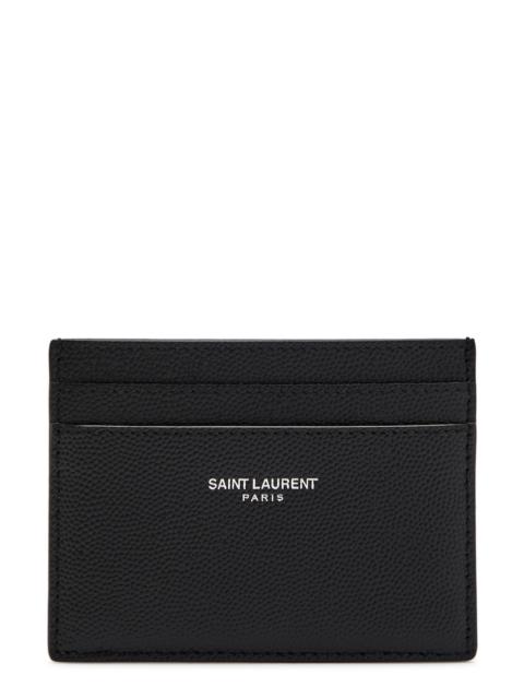 SAINT LAURENT Saint Laurent Logo Pebbled Leather Card Holder