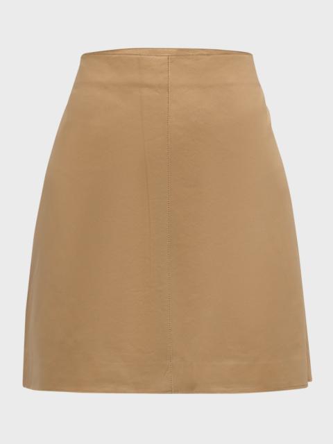 BY MALENE BIRGER Coras Leather A-Line Mini Skirt